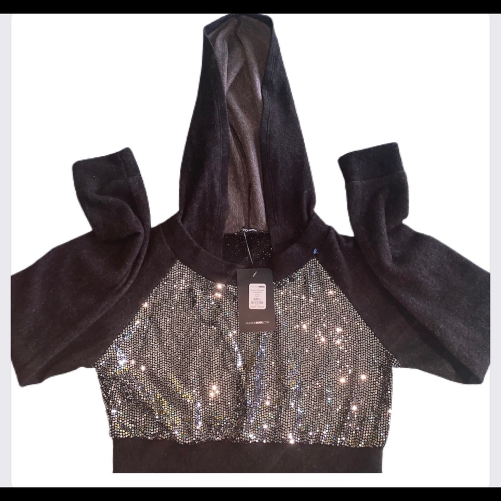 Black and sequin crop top